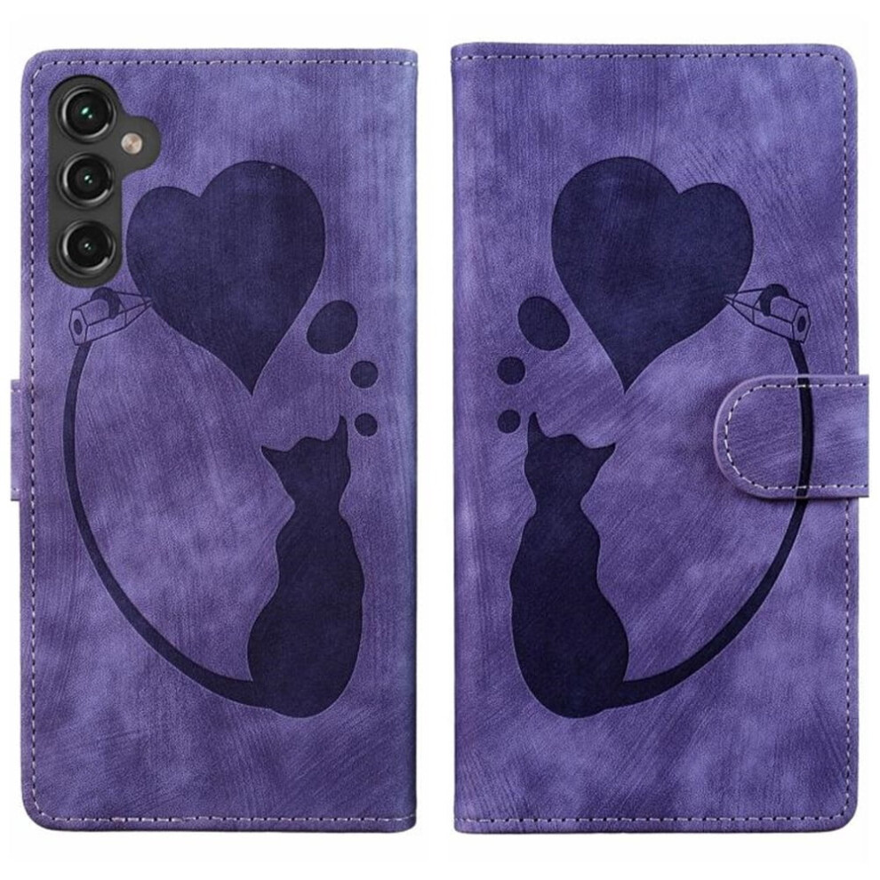 Pu Leather Flip Wallet Case For Samsung Galaxy S26 (5G) 6.3", Cat Pattern, Magnetic Closure, Card Slots Â Compatible With Galaxy S26 (5G) Purple 9482726248033