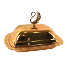 Dustproof Lid Food Container Tray Professional Use Lid Butter Dish Box Tray Easy To Clean And Maintain Gold Silver