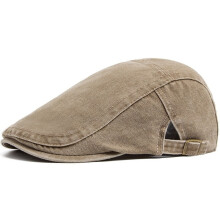 Men Flat Cap Washed Newsboy Gatsby Retro Denim Beret Driving Hat Outdoor Casual-khaki
