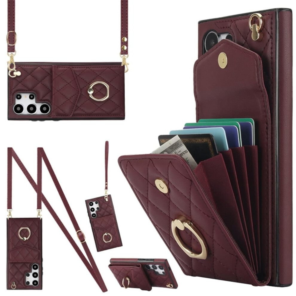 Premium Pu Leather Wallet Case For Samsung Galaxy S25 Ultra 5G – Rfid Shielding, Adjustable Ring, Detachable Crossbody & Wrist Strap 9482726248798