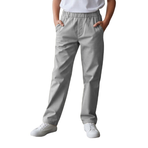Boys' Grey Stretch Chino School Pants with Pockets, Pull-On Style – Compatible with School Uniforms