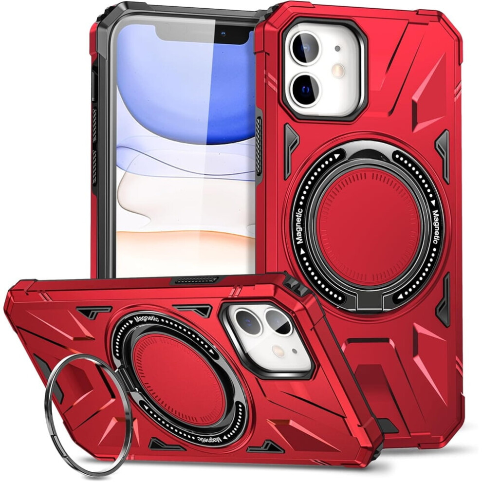 Iphone 12/12 Pro 6.1" Case: 360 Spin Magsafe Ring Stand, Mil-Std-810G Shockproof, Â Compatible With Iphone 12 / 12 Pro Red 9482726249887