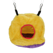 Small Pet Bird Windproof Plush Nest Bed for Indoor Use Yellow M