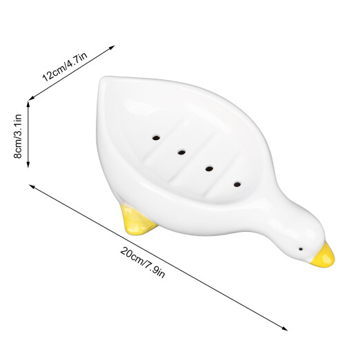 Cute Duck Ceramic Soap Dish — 20x12x8cm, Self-Draining Bathroom Accessory 1