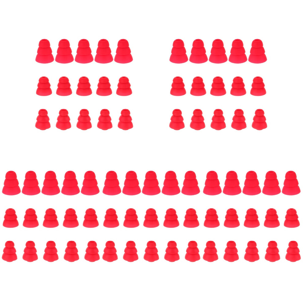 75Pcs Silicone Earphone Tips Earbud Caps Replacement Red 3712694907929