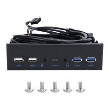Stylish Usb Hub For Front Panel, 4Ports Usb3.0With Super-Speed Data Transfer, Motherboard Connector, High Definition Audio Interface, Compatible