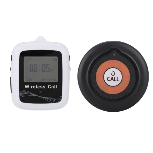 Waterproof Wireless Caregiver Pager With Calendar Display Dual Functions Adjustable Volume Long Wireless Range Versatile Attachment Methods Elderly 1
