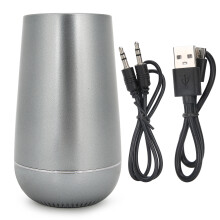 Enceinte Bluetooth portable en alliage d'aluminium, design compact, mini-enceinte gris argenté avec batterie rechargeable pour écouter de la
