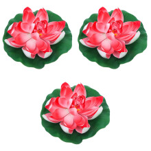 3Pcs Red Eva Artificial Lotus Flowers for Garden Pond Decor