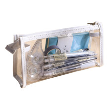 Transparente Kosmetiktasche aus Netzgewebe, ästhetischer Schul- und Reiseorganizer, 105 x 210 mm, aus transparentem Nylon-Netzgewebe
