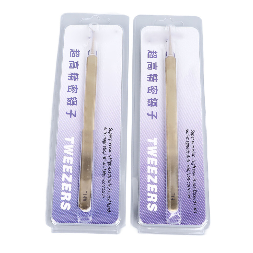 2 Aluminium Precision Tweezers Straight Curved