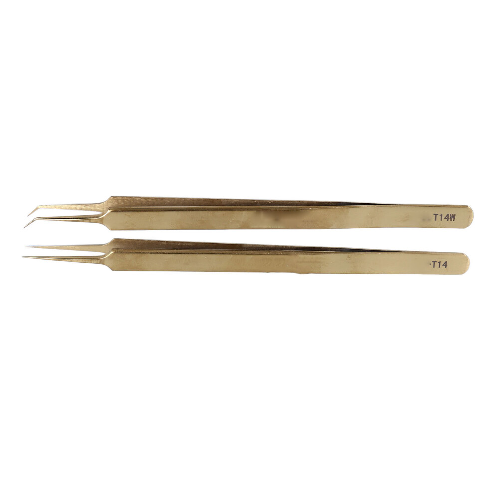 2Pcs Fine Tip Aluminium Alloy Tweezers Set