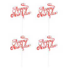 4Pcs Red Paper Dessert Insert Cards for Cake and Party Decor