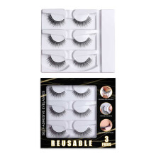 Comfortabele wimpers, liftend en definiërend. Ultralichte wimpers van synthetische vezels, verpakking van 3 paar voor een levendige glans en