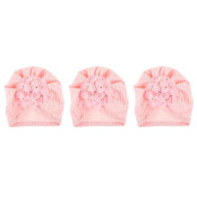 3Stk Mütze Baby Warm Polyester Rosa Turban Design