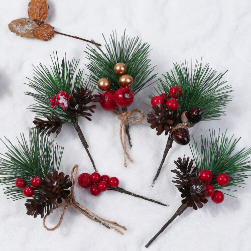 Kunstmatige dennenkersttak 14 cm 6-pack 1