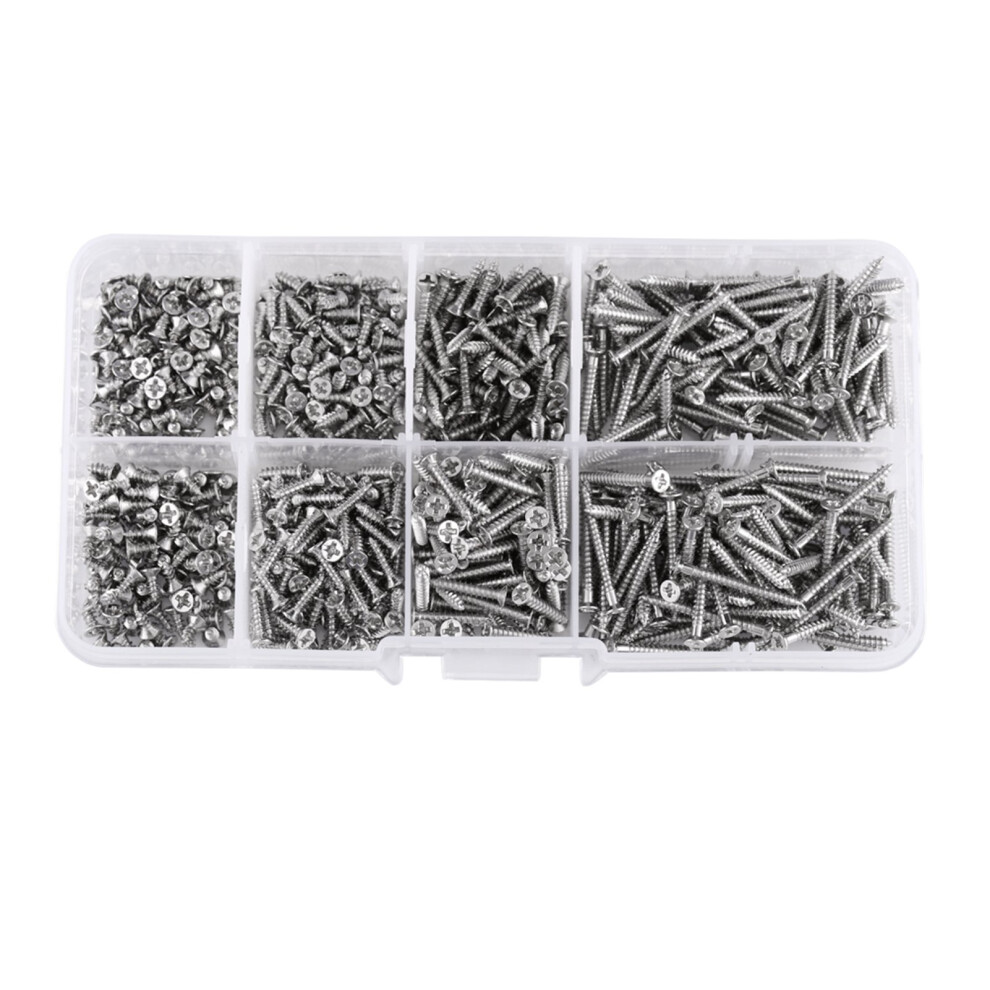 M2 Flat Head Self-Tapping Screws 800Pcs For Diy Woodworking Cross Drive Box 8751392955783