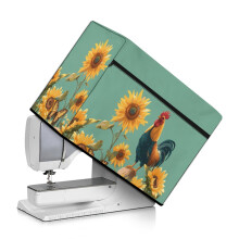 Chicken & Sunflower Pattern Sewing Machine Cover for Large Machines – Soft Dust Cover with Pockets, Compatible with XXX