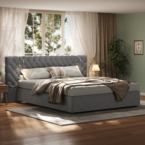 Upholstered bed, king size - 5 ft (150*200 cm), hydraulic storage bed 1