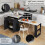 Kitchen Island with Extendable Table for 4-6,Black 6