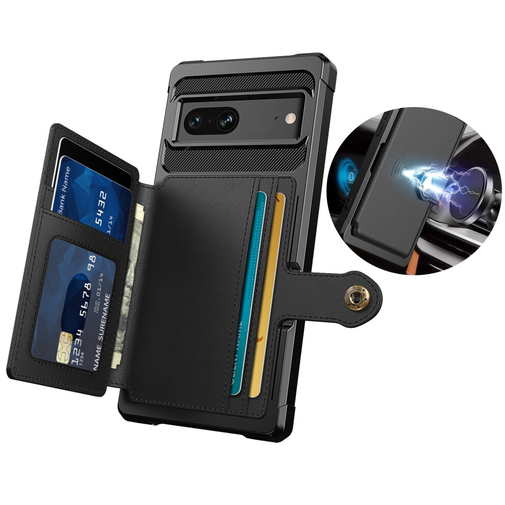 Rugged Shockproof Pixel 7 Case With Flip Wallet, Silicone Bumper & Pu Leather Back Â Compatible With Google Pixel 7 9482726252696