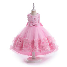 Vestido de Natal Princesa sem mangas em tule rosa para crianças de 3 a 4 anos.