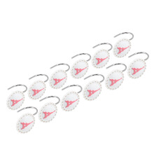 Crochets de rideau de douche blancs romantiques, lot de 12, antirouille, faciles à installer, design unique, résine et métal de haute qualité