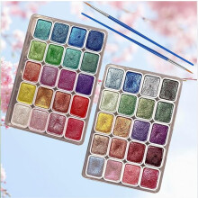 Lisilinka Metallic Glitter Watercolors, Lisilinka Metallic Watercolor Paint Set Professional,20 Colors Shimmer Metallic Watercolor Paint Set