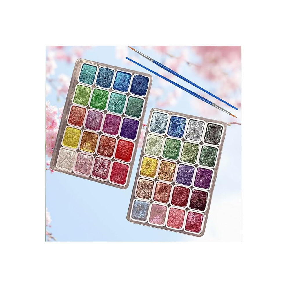 Lisilinka Metallic Glitter Watercolors, Lisilinka Metallic Watercolor Paint Set Professional,20 Colors Shimmer Metallic Watercolor Paint Set