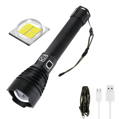 Ultra-Bright Tactical Flashlight, 5000Lumens Led Chip, Rechargeable With2X18650Batteries And Usb5V2A Input, Adjustable Focus Function, Ip67