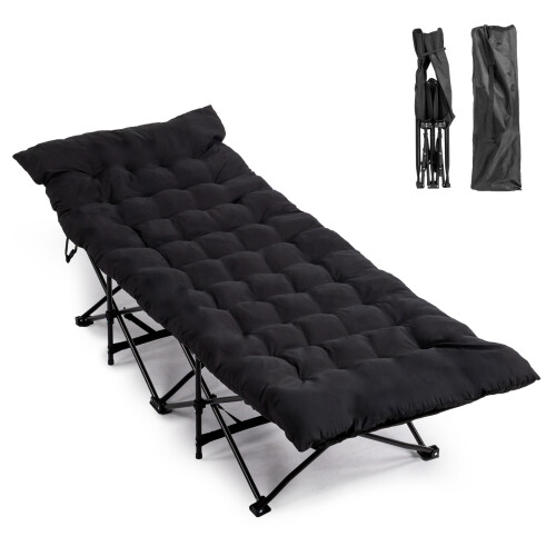 Folding Camping Sleeping Cot Bed w/ Soft Pad Home Office Nap Beach Travel 2