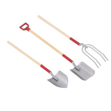 Miniature Farming Tools 3Pcs Alloy & Wood Dollhouse Garden Tools for Decoration