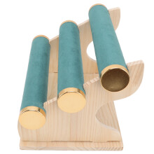 3-Tier Wooden Bracelet Holder with Plush Layers and Green Finish