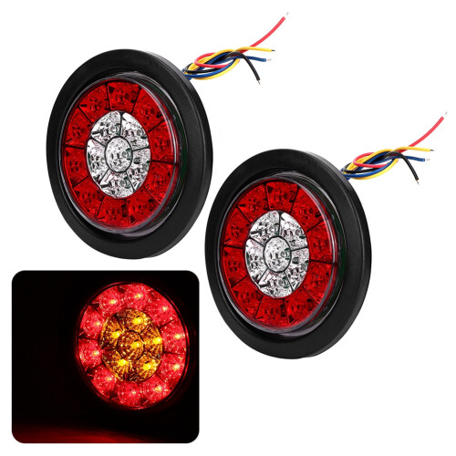 Round LED Trailer Tail Lights With16LEDs Design Improved Visibility Easy Installation Universal Compatibility Shockproof Low Power Consumption 1