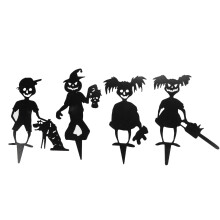 Piquets de jardin en métal noir satiné, figurines de films d'horreur d'Halloween pour la décoration extérieure, décoration polyvalente pour