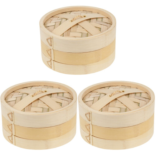 3Sets Beige Bamboe Keuken Steamer Duurzaam & 1