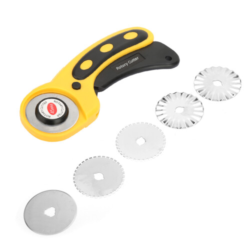 Sewing Rotary Cutter With Precise Cutting Ability And Squeeze Trigger Control, Includes Blade Cover And Replacement Option, Perfect For Crafting 1