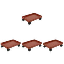 4Pièces Plateau À Roulettes Rouge Pour Pots De Plantes Mouvant