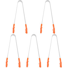 5Pcs Orange Silicone Stainless Steel Tongs for Household Use
