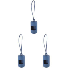 3Pcs Easy-to-Carry Dark Blue Dog Poop Bag Holder Portable PP Dispenser