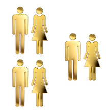 3Paare -Badezimmerzeichen Aus ABS Für Und Damen in Gold