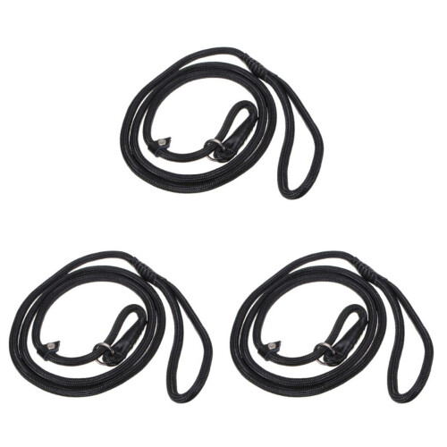 3Pièces Collier Laisse Nylon Noir Résistant