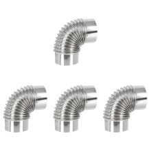 4Pcs Stainless Steel Elbow Chimney Flue Silver Flexible Exhaust Pipe