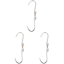 3Pcs Sharp Pointed Silver Meat Hooks with Rotating Ring for Meat Shops