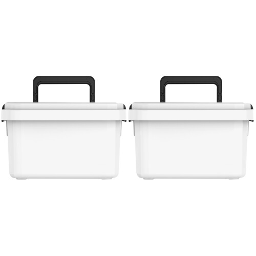 2Pcs White Portable Medicine Case Plastic Multi-Layer Storage for Home