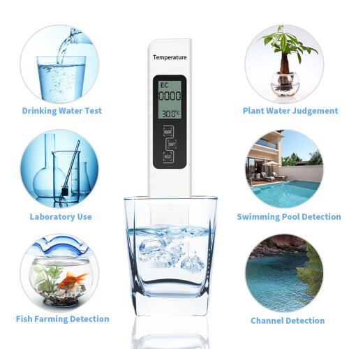 Digital Water Quality Testing Meter, 3In1TDS EC Temperature Measuring Device Compact Accurate Water Testing Tool For Drinking Aquarium Hydroponics 1