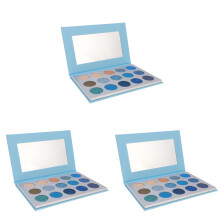 3Pcs Eyeshadow Compact Blue 15 Colors Vibrant Makeup Palette for Women