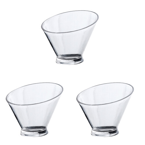 3Pcs Transparent Acrylic Salad Bowls Fruit Vegetable Serving