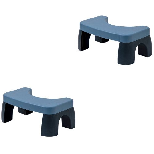 2Pcs Plastic Toilet Foot Stool Blue Household Step Stool for Home Use 1