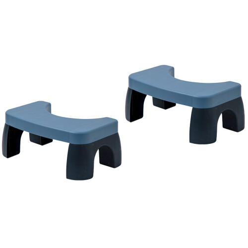 2Pcs Plastic Toilet Foot Stool Blue Household Step Stool for Home Use 2